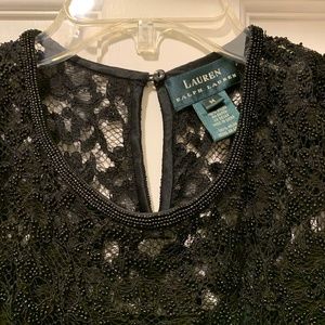 *SOLD* Lauren Ralph Lauren Black Sleeveless Beaded Lace Top w/ Camisole - Size M